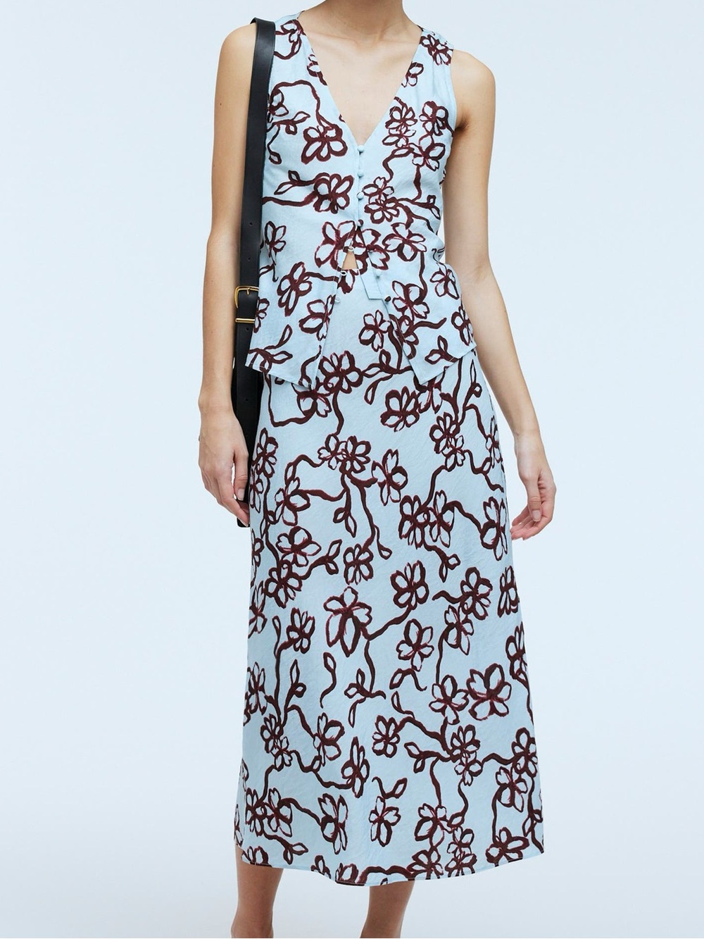 NWT Madewell Cutaway Vest Top in Floral and The Layton Floral Midi Slip Skirt